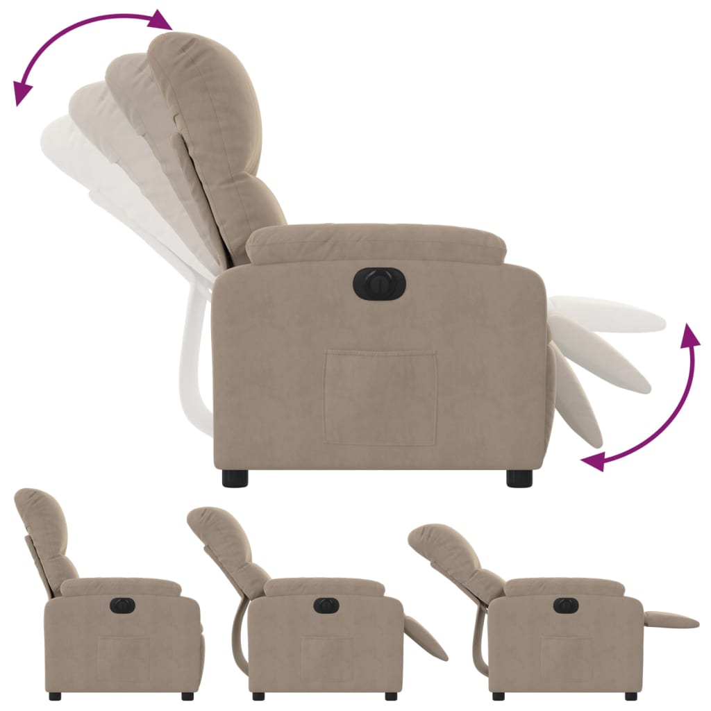 Fotoliu rabatabil electric, gri taupe, microfibră