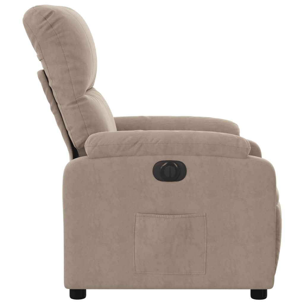 Fotoliu rabatabil electric, gri taupe, microfibră