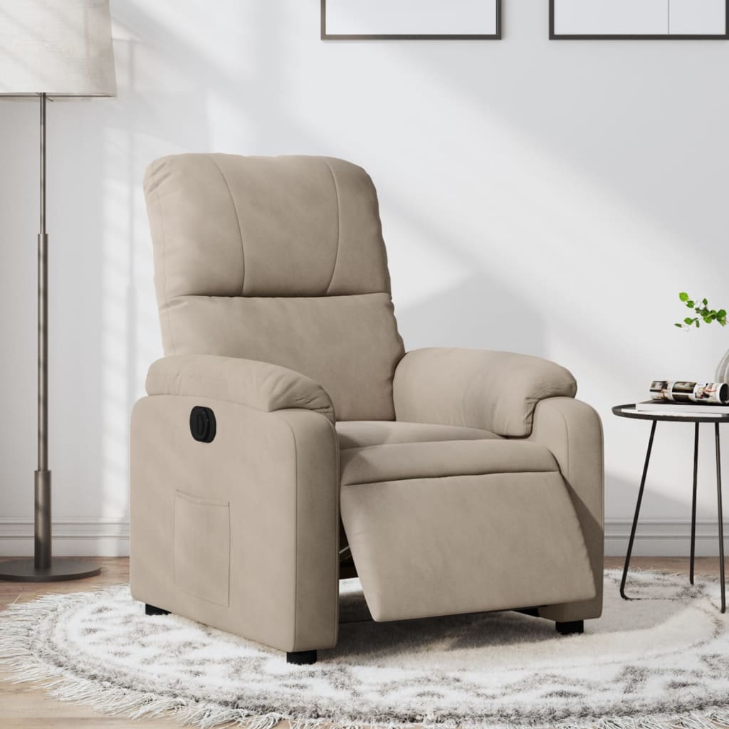 Fotoliu rabatabil electric, gri taupe, microfibră