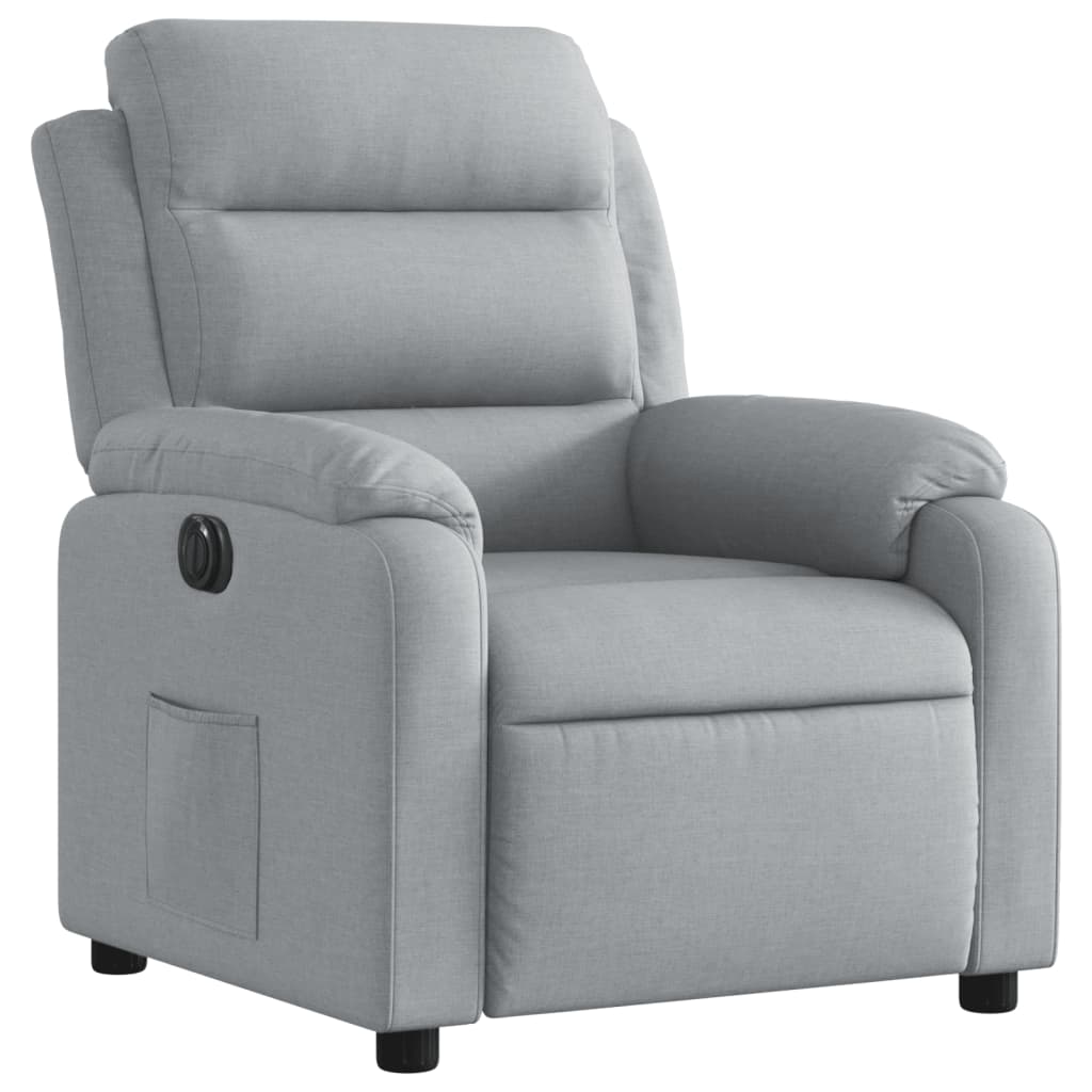 Fotoliu rabatabil electric, gri deschis, textil
