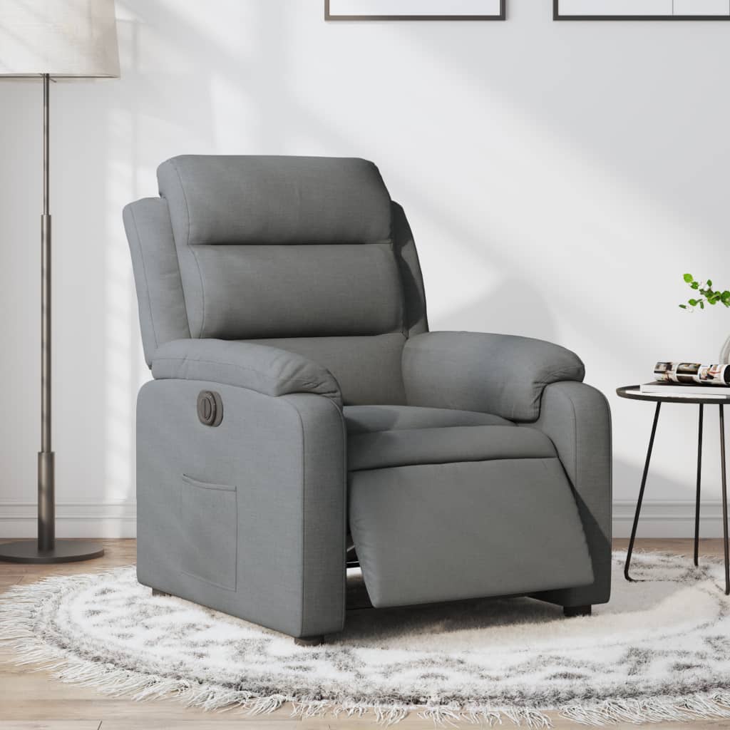 Fotoliu rabatabil electric, gri închis, material textil