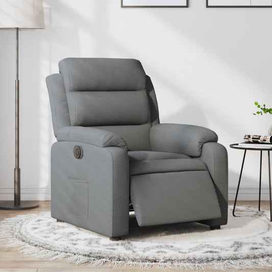 Fotoliu rabatabil electric, gri închis, material textil