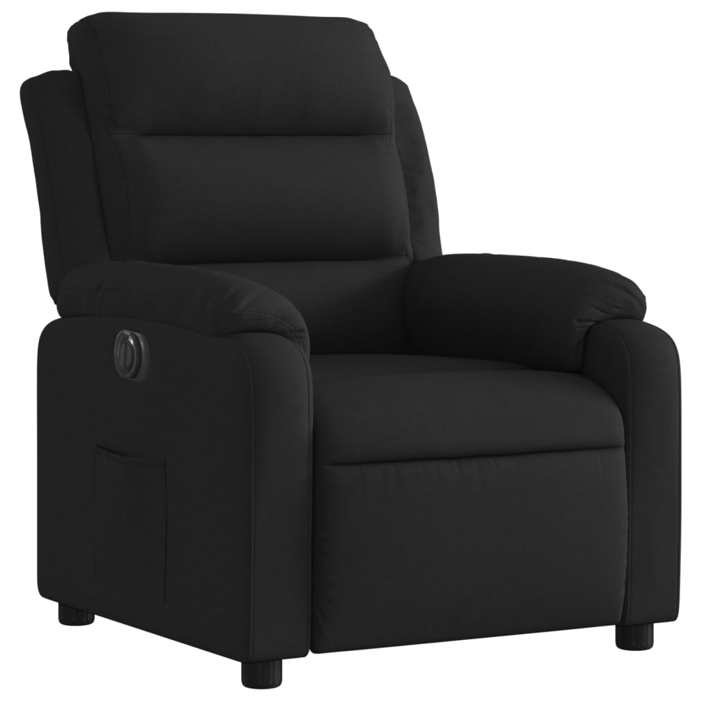 Fotoliu rabatabil electric, negru, material textil