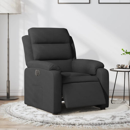 Fotoliu rabatabil electric, negru, material textil
