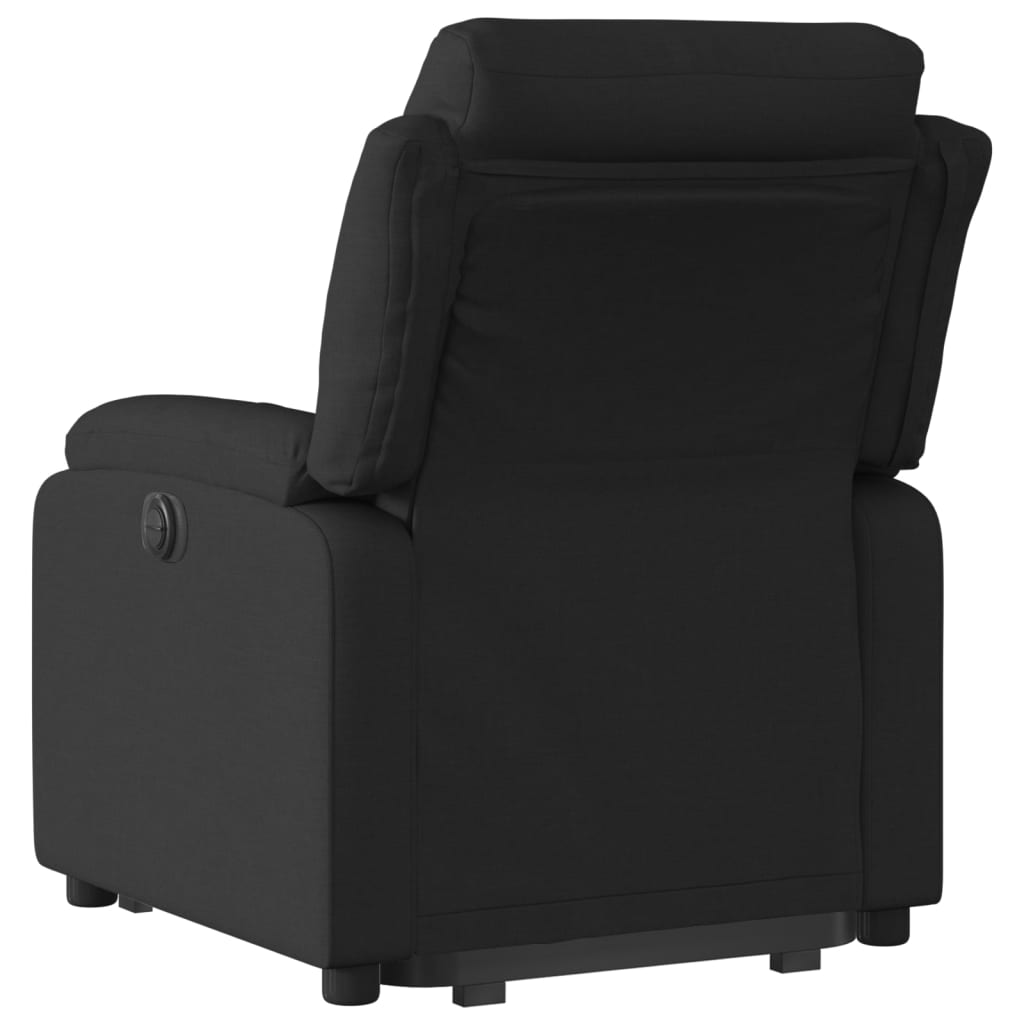 Fotoliu rabatabil cu ridicare pe verticală, negru, textil