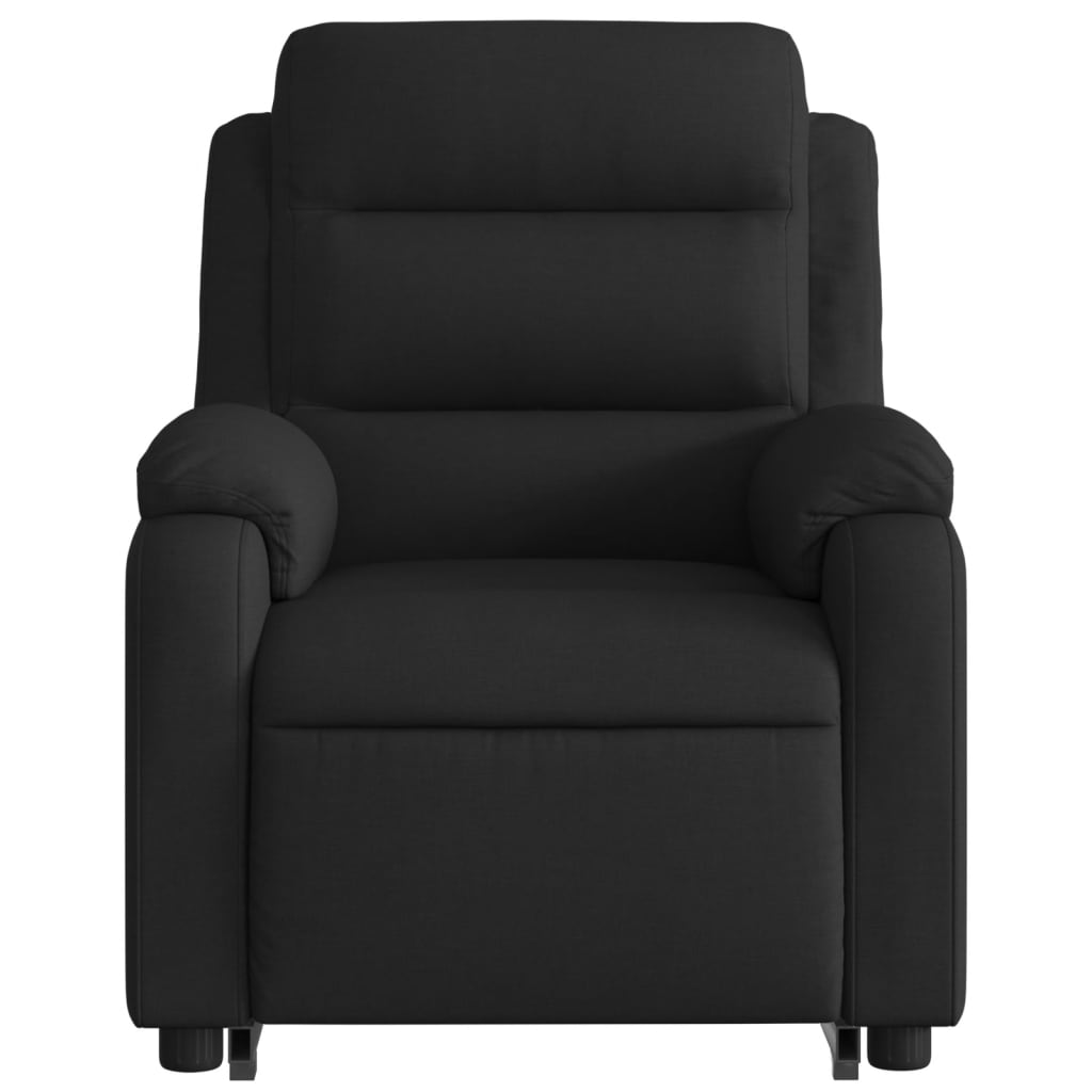 Fotoliu rabatabil cu ridicare pe verticală, negru, textil