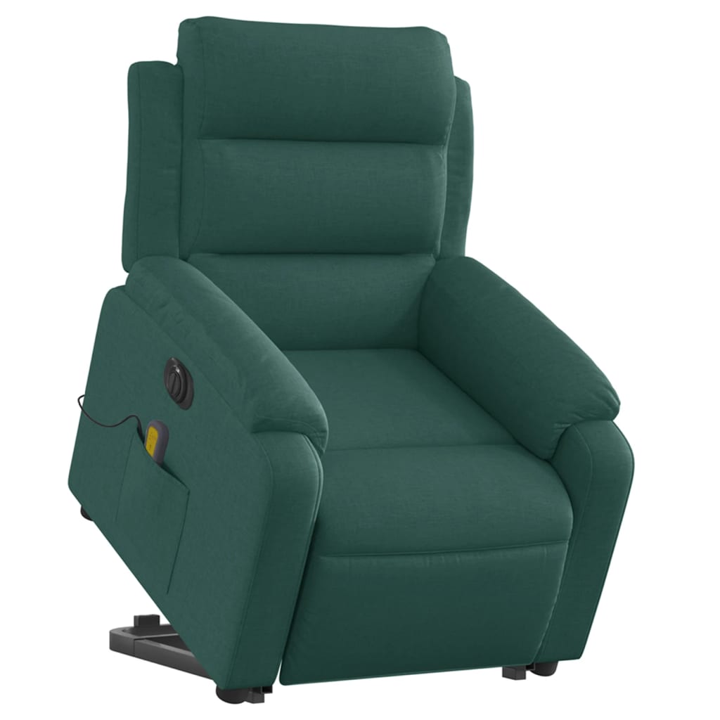 Fotoliu electric masaj rabatabil / ridicare verde închis textil