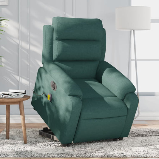 Fotoliu electric masaj rabatabil / ridicare verde închis textil
