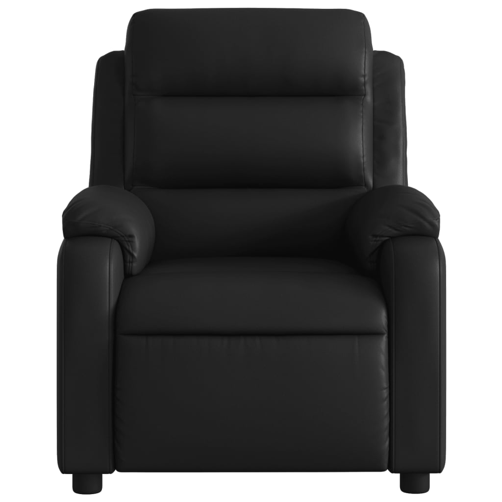 Fotoliu rabatabil electric, negru, piele ecologică