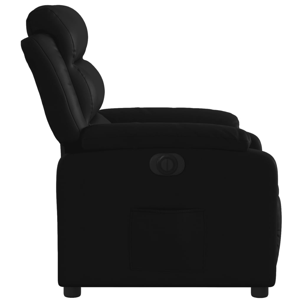 Fotoliu rabatabil electric, negru, piele ecologică