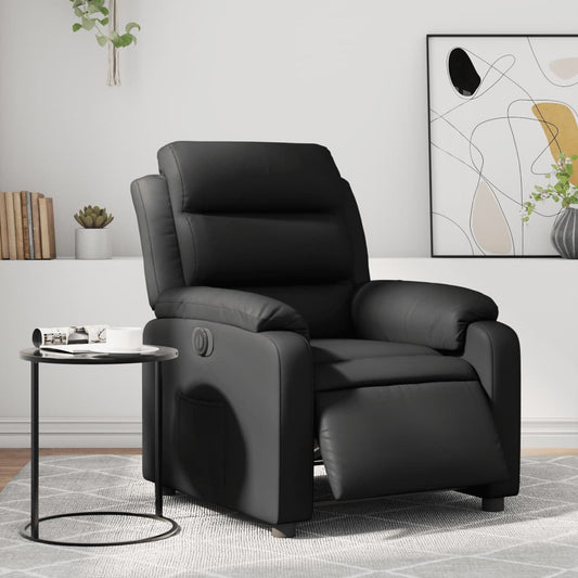 Fotoliu rabatabil electric, negru, piele ecologică