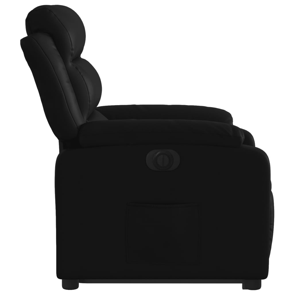Fotoliu rabatabil electric cu ridicare, negru, piele ecologică
