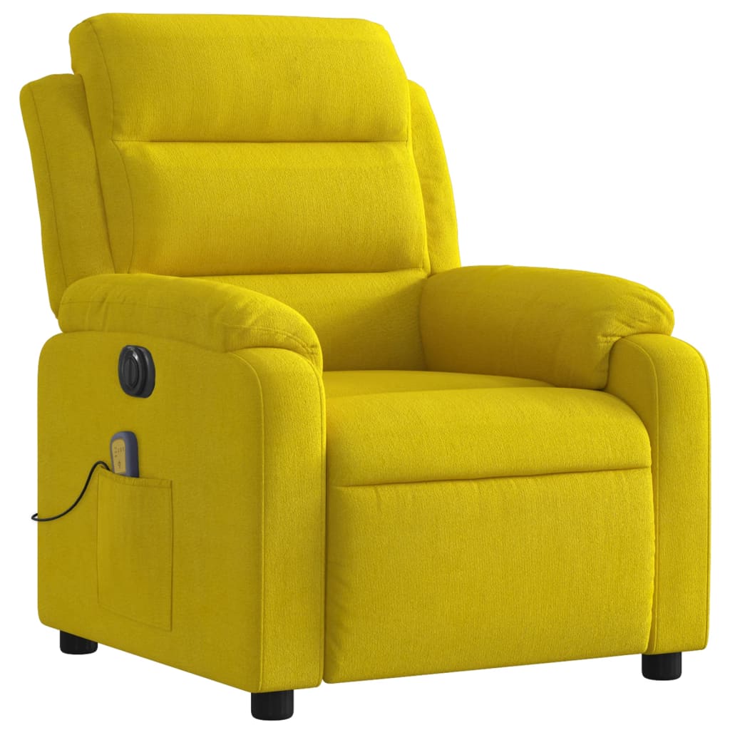 Fotoliu de masaj electric rabatabil, galben, catifea