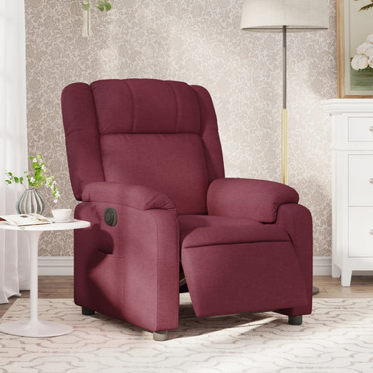 Fotoliu rabatabil electric, roșu vin, material textil