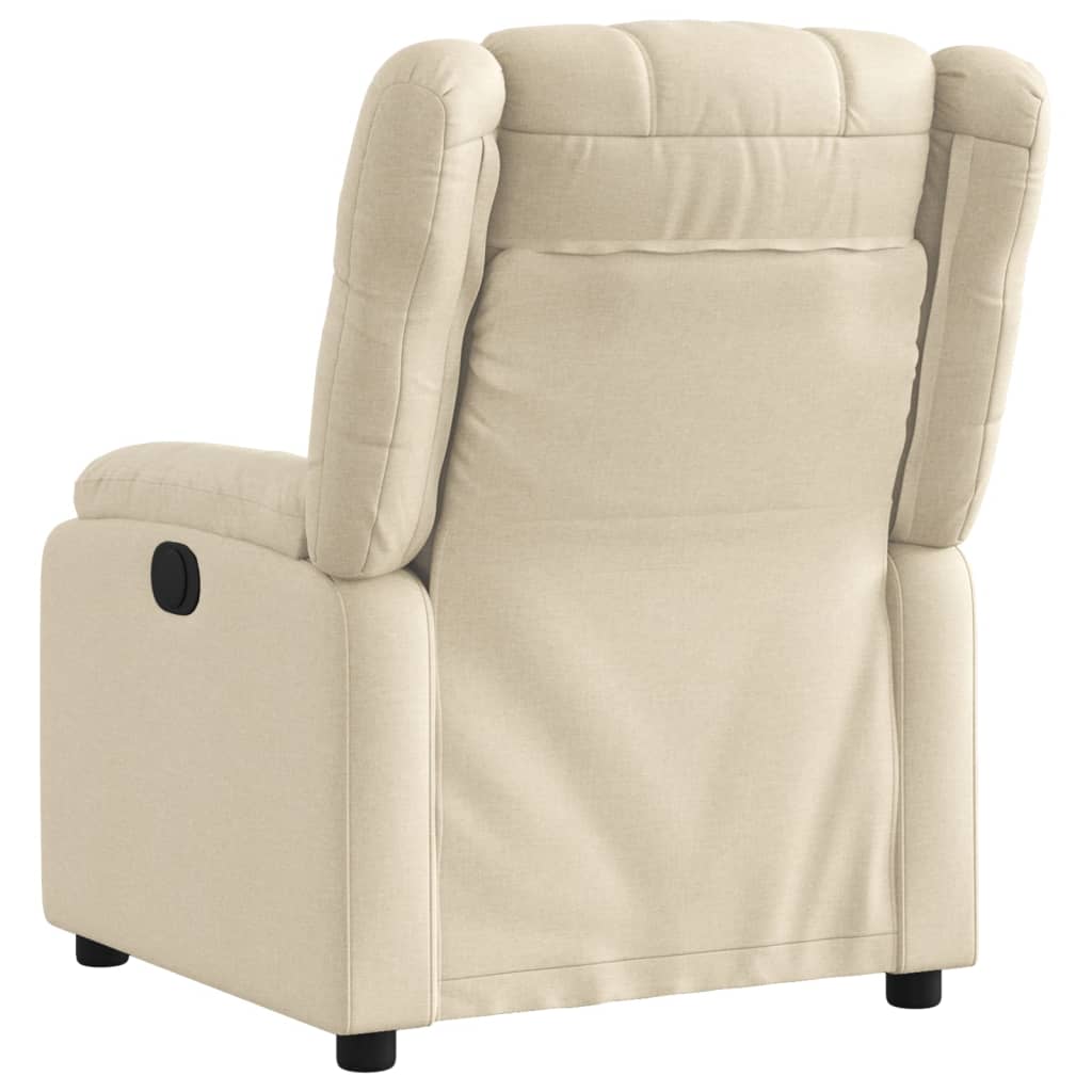 Fotoliu rabatabil electric, crem, material textil