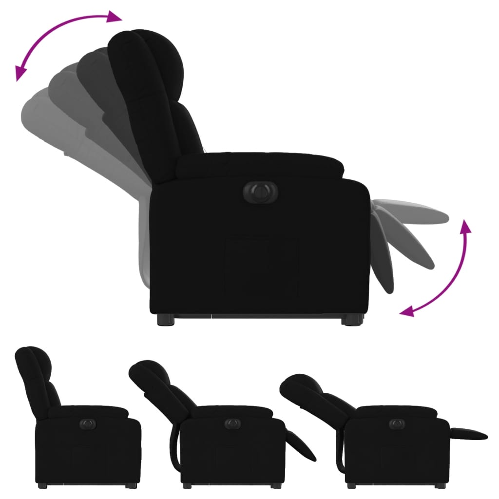 Fotoliu electric rabatabil cu ridicare, negru, textil