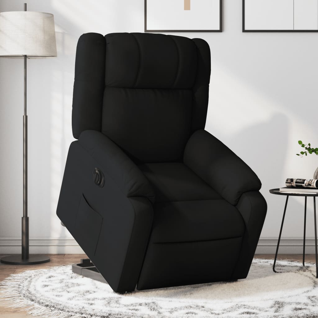 Fotoliu electric rabatabil cu ridicare, negru, textil