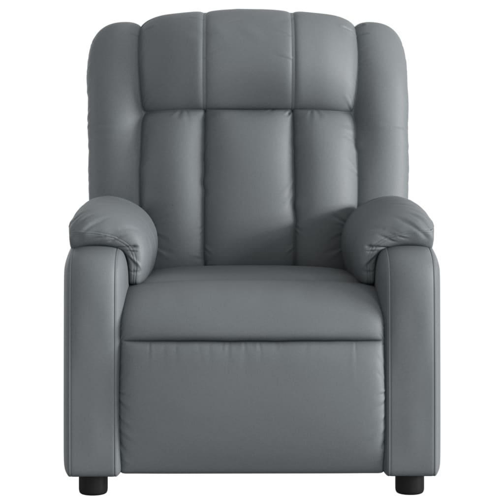 Fotoliu rabatabil electric, gri, piele ecologică