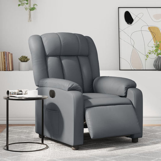 Fotoliu rabatabil electric, gri, piele ecologică