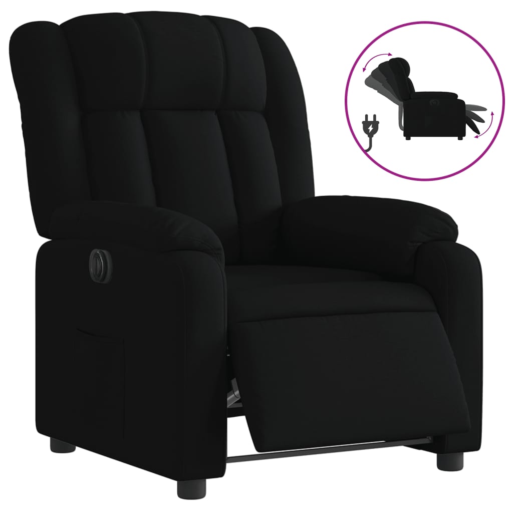 Fotoliu rabatabil electric, negru, material textil