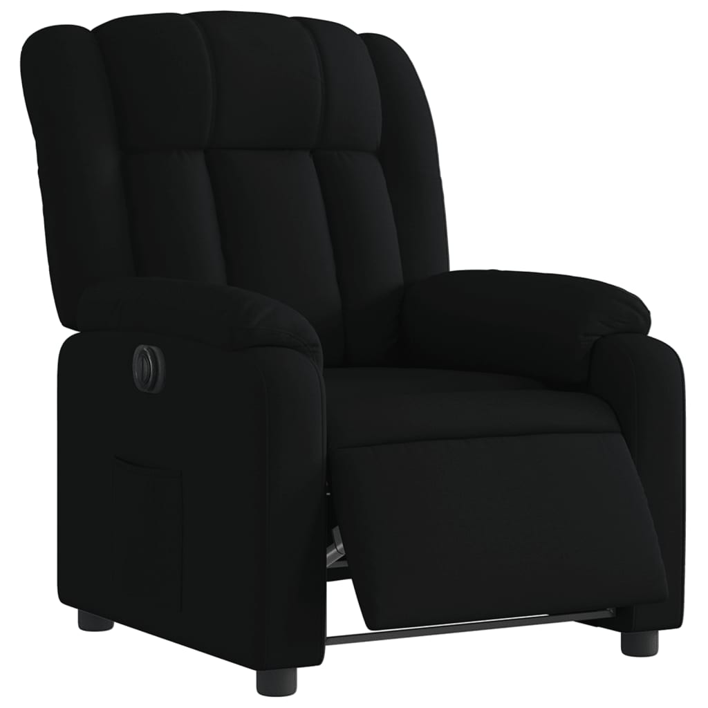 Fotoliu rabatabil electric, negru, material textil