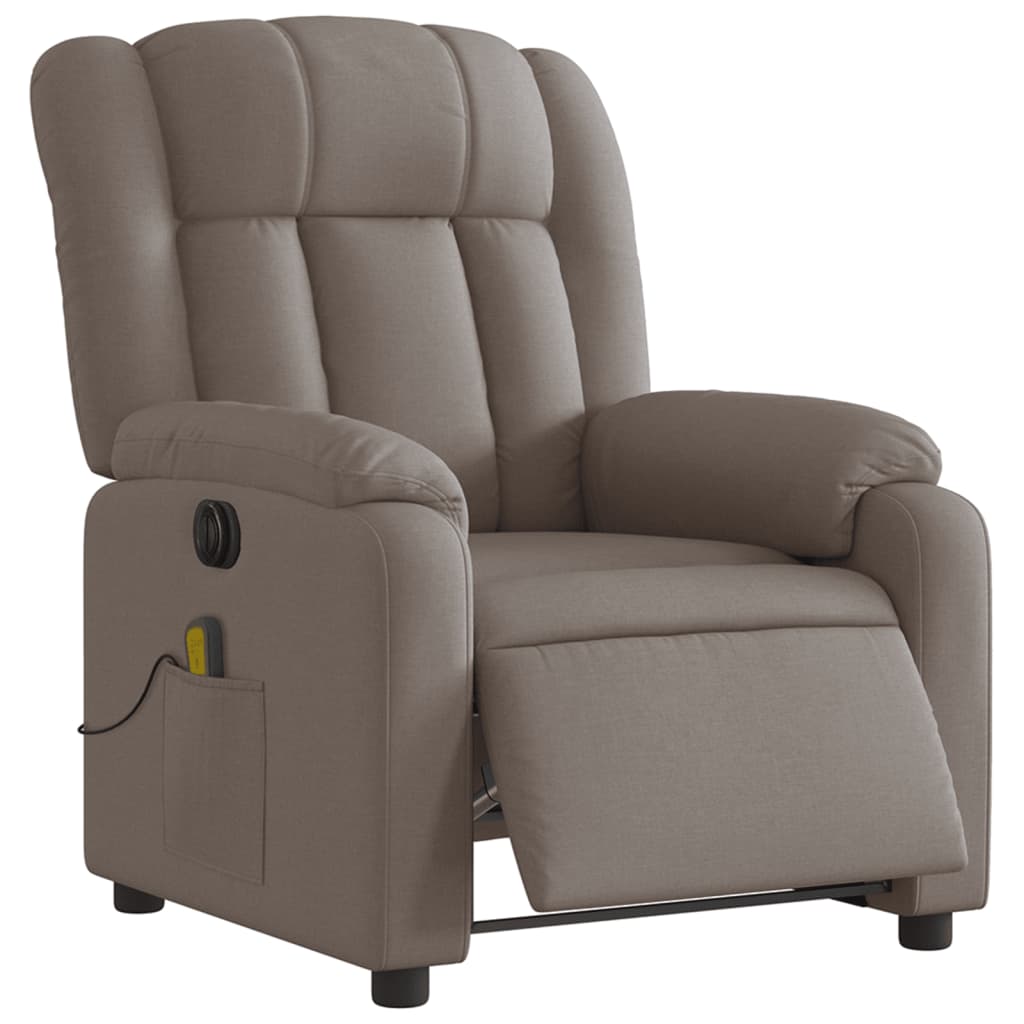 Fotoliu electric de masaj rabatabil, gri taupe, textil