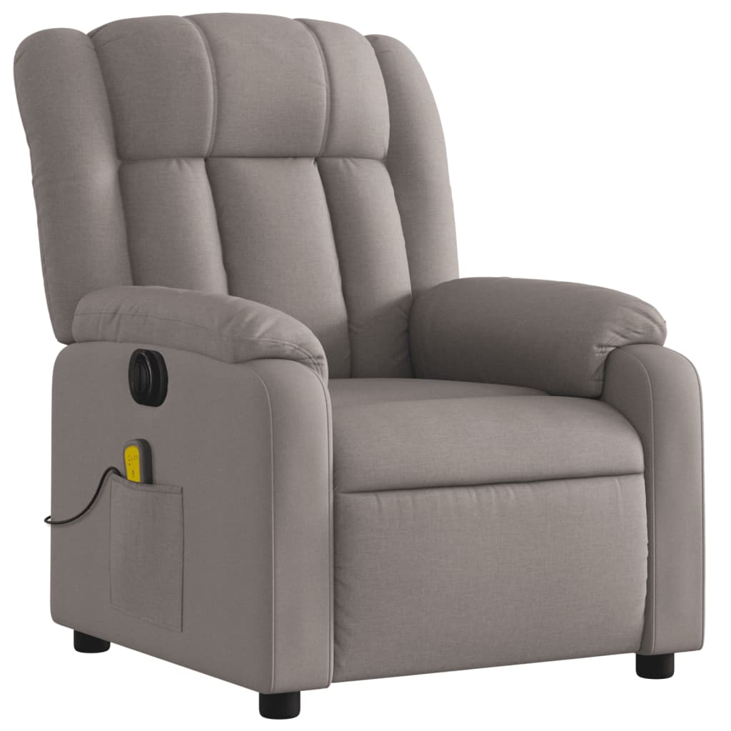 Fotoliu electric de masaj rabatabil, gri taupe, textil