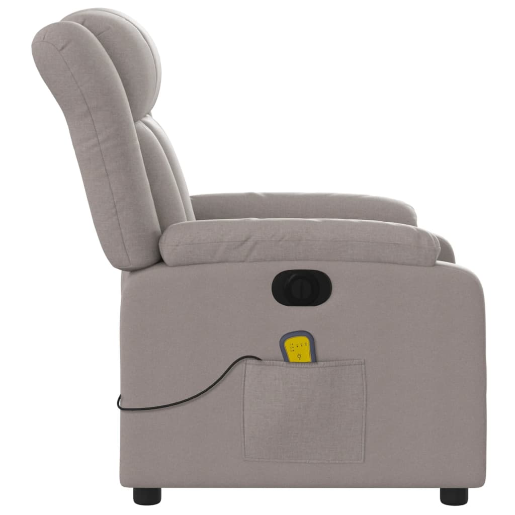 Fotoliu electric de masaj rabatabil, gri taupe, textil