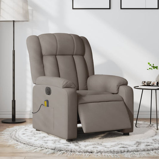 Fotoliu electric de masaj rabatabil, gri taupe, textil