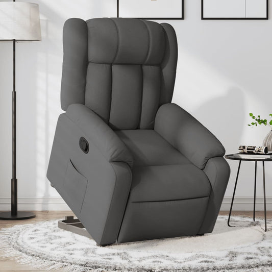 Fotoliu rabatabil cu ridicare pe verticală, gri închis, textil
