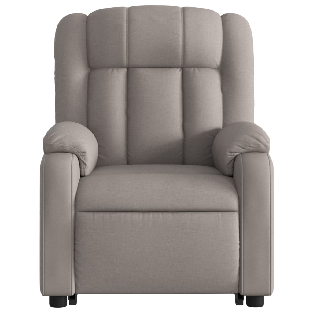 Fotoliu rabatabil de masaj cu ridicare, gri taupe, textil