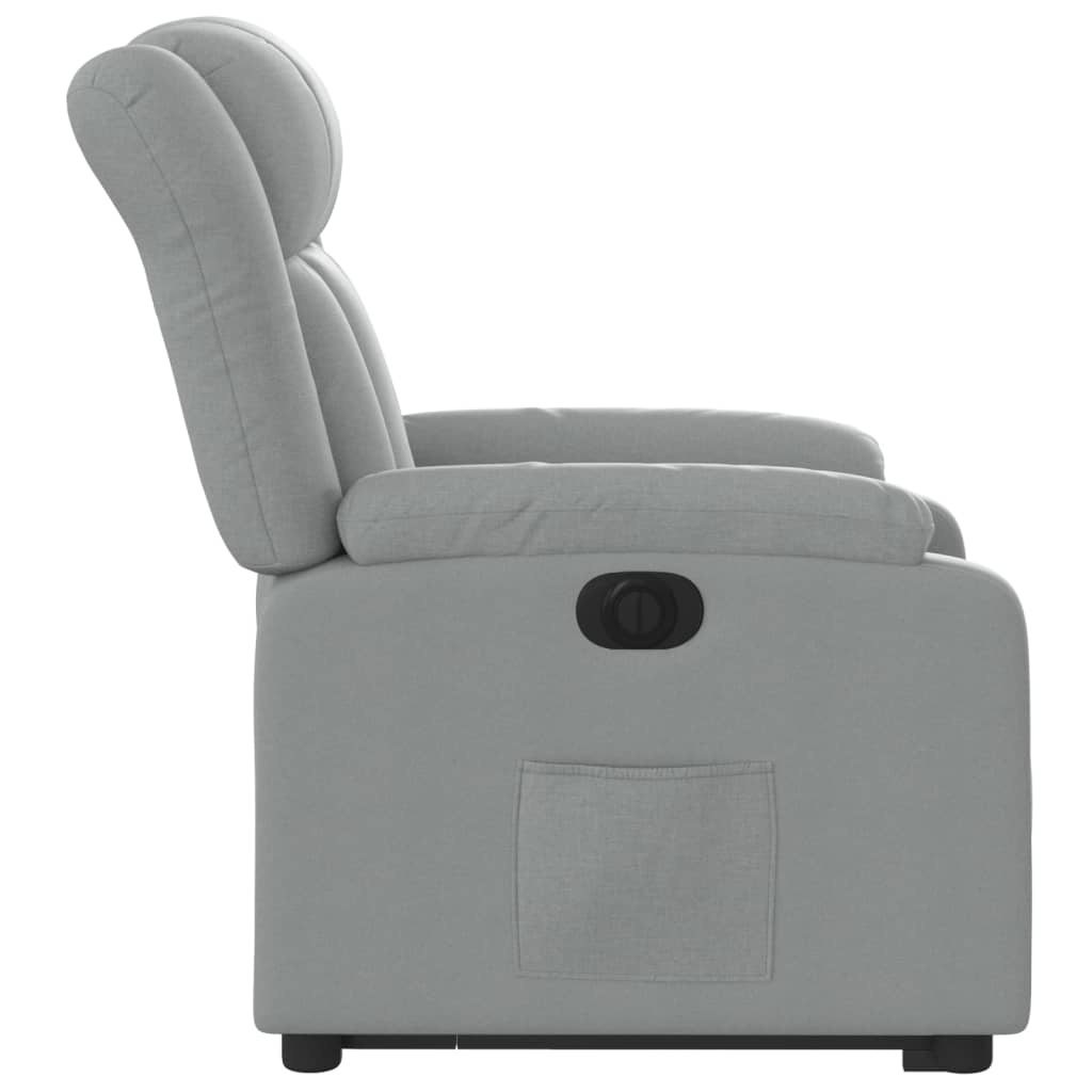 Fotoliu electric rabatabil cu ridicare, gri deschis, textil