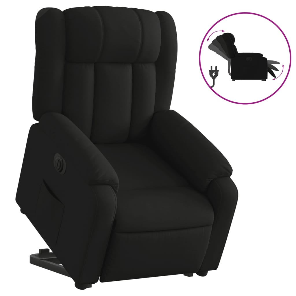Fotoliu electric rabatabil cu ridicare, negru, textil