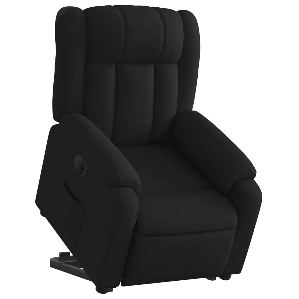 Fotoliu electric rabatabil cu ridicare, negru, textil