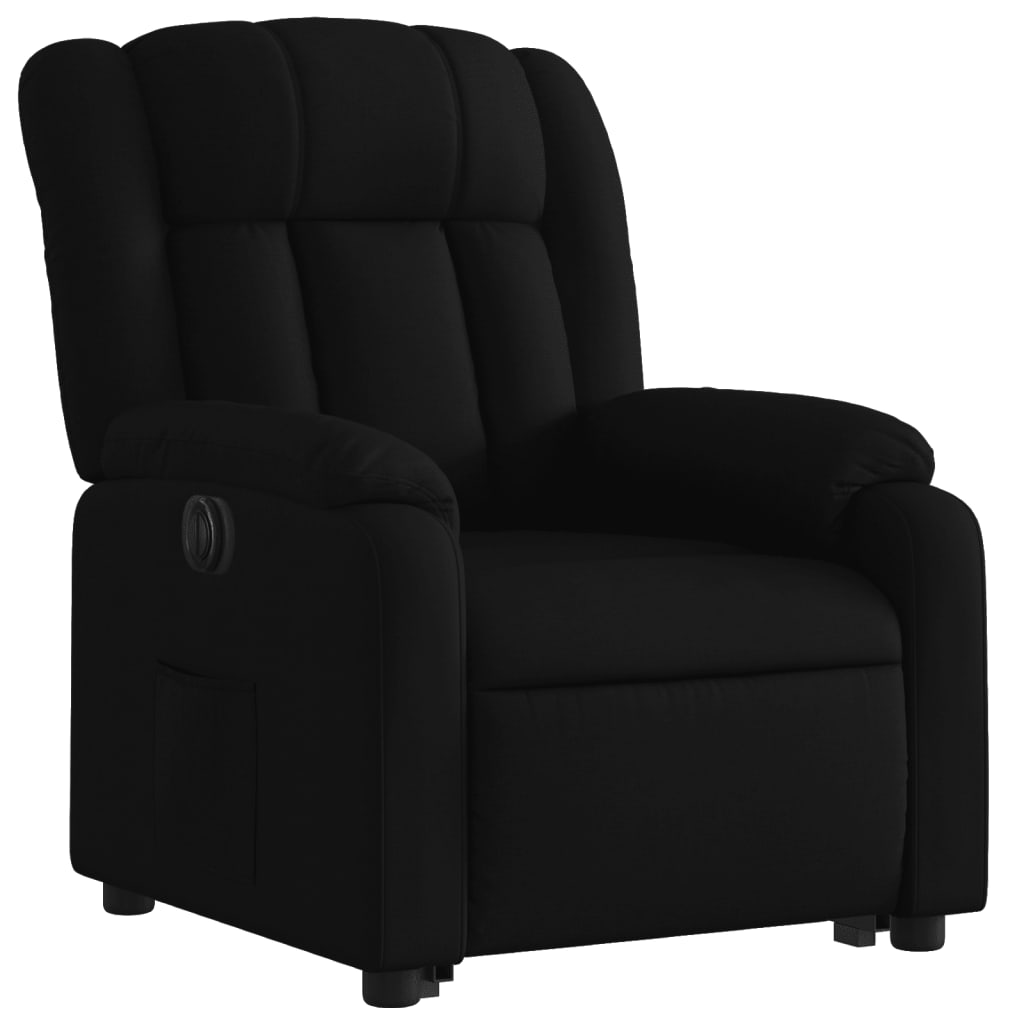 Fotoliu electric rabatabil cu ridicare, negru, textil
