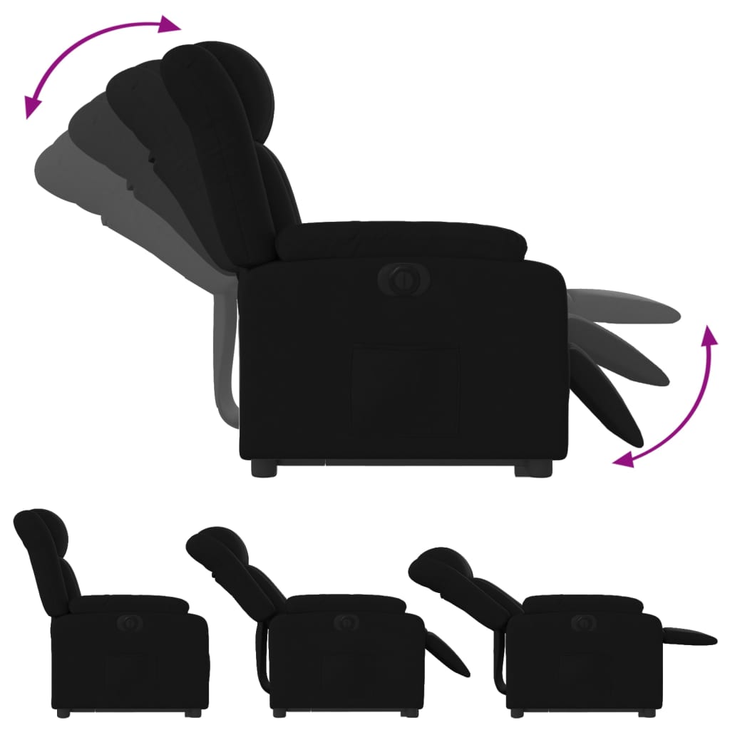 Fotoliu electric rabatabil cu ridicare, negru, textil