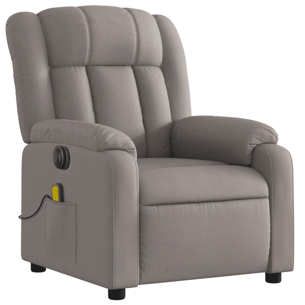 Fotoliu electric masaj rabatabil cu ridicare, gri taupe, textil