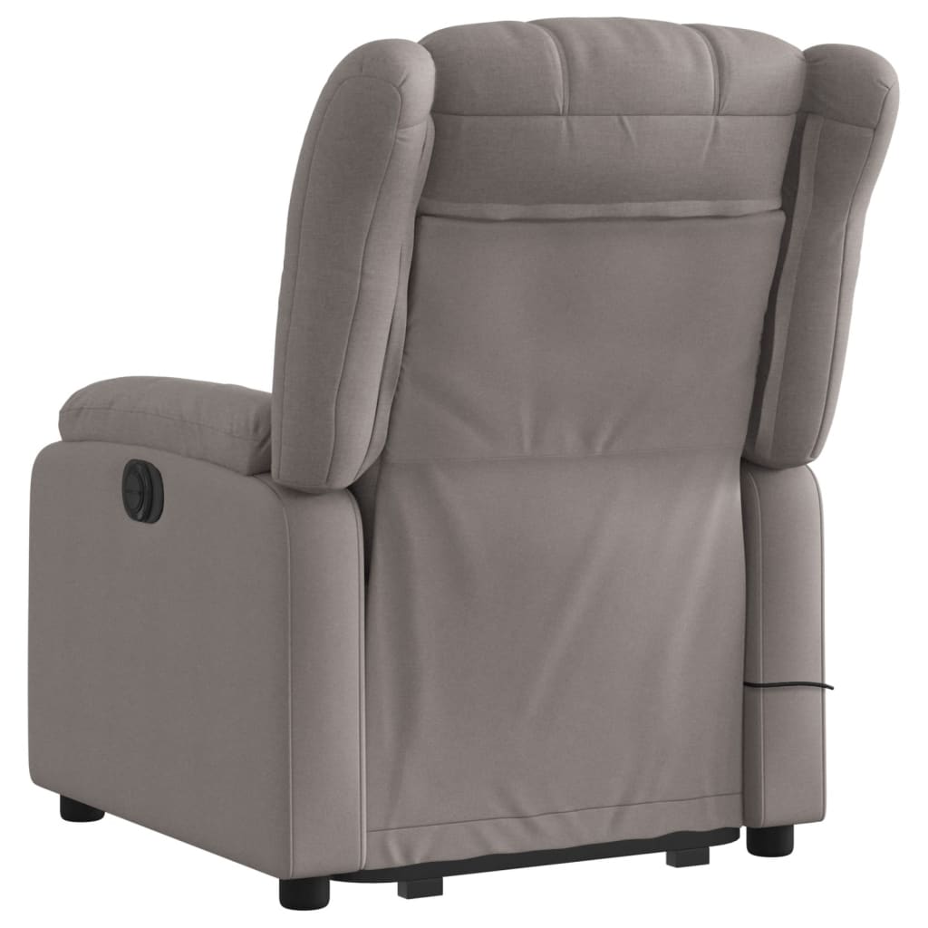 Fotoliu electric masaj rabatabil cu ridicare, gri taupe, textil