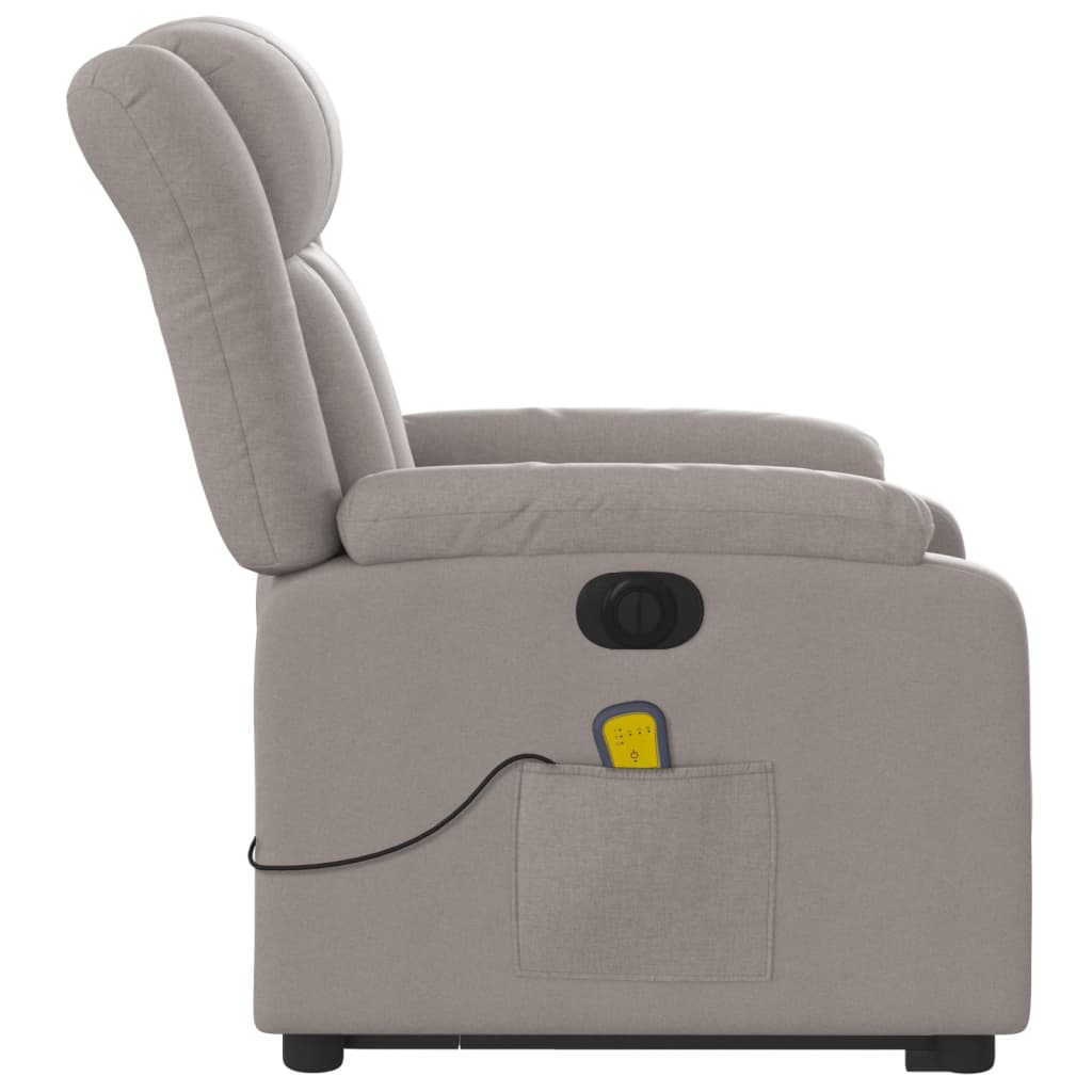 Fotoliu electric masaj rabatabil cu ridicare, gri taupe, textil