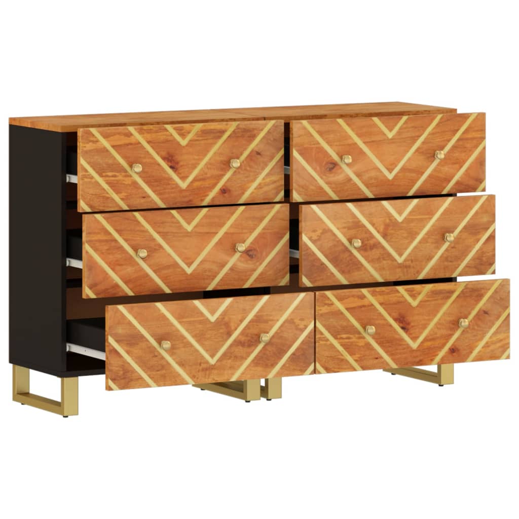 Dulapuri lateral, 2 buc., maro/negru, 60x33,5x75 cm, lemn mango