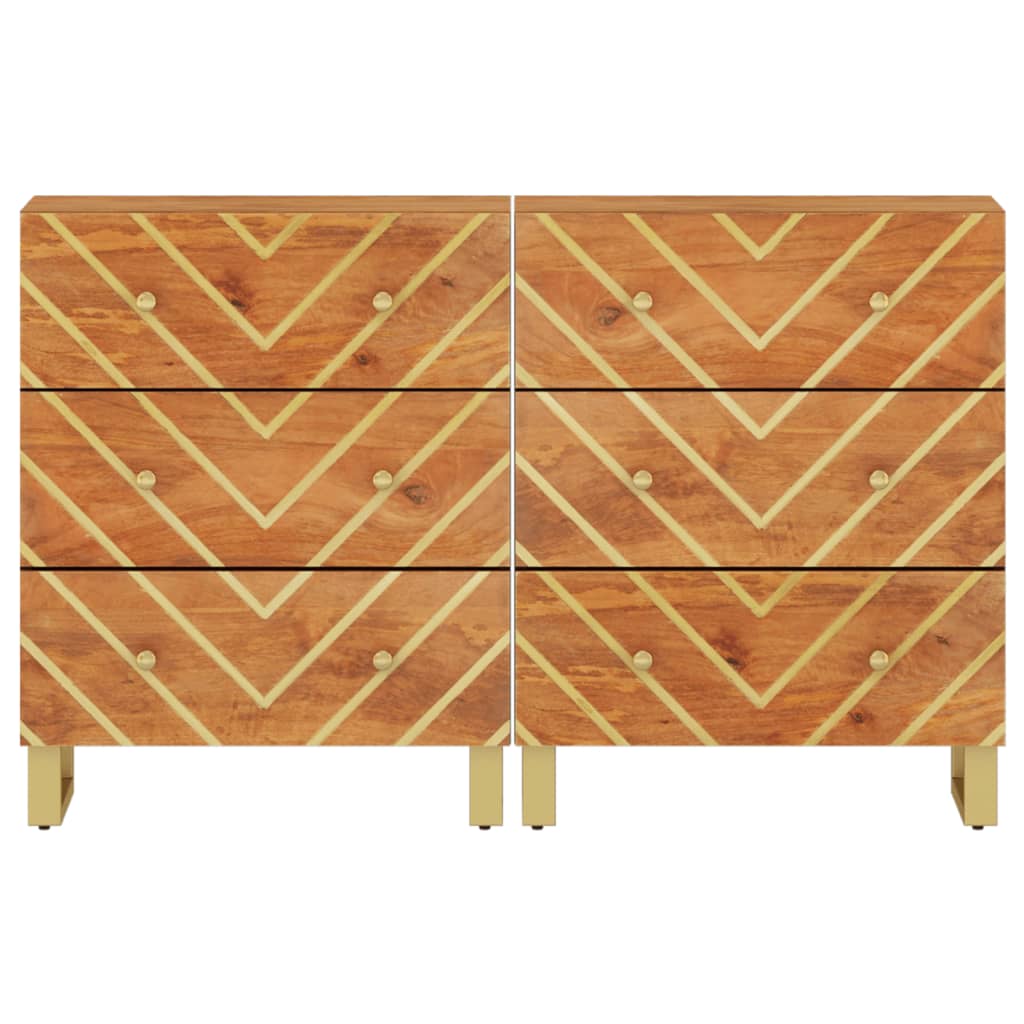 Dulapuri lateral, 2 buc., maro/negru, 60x33,5x75 cm, lemn mango