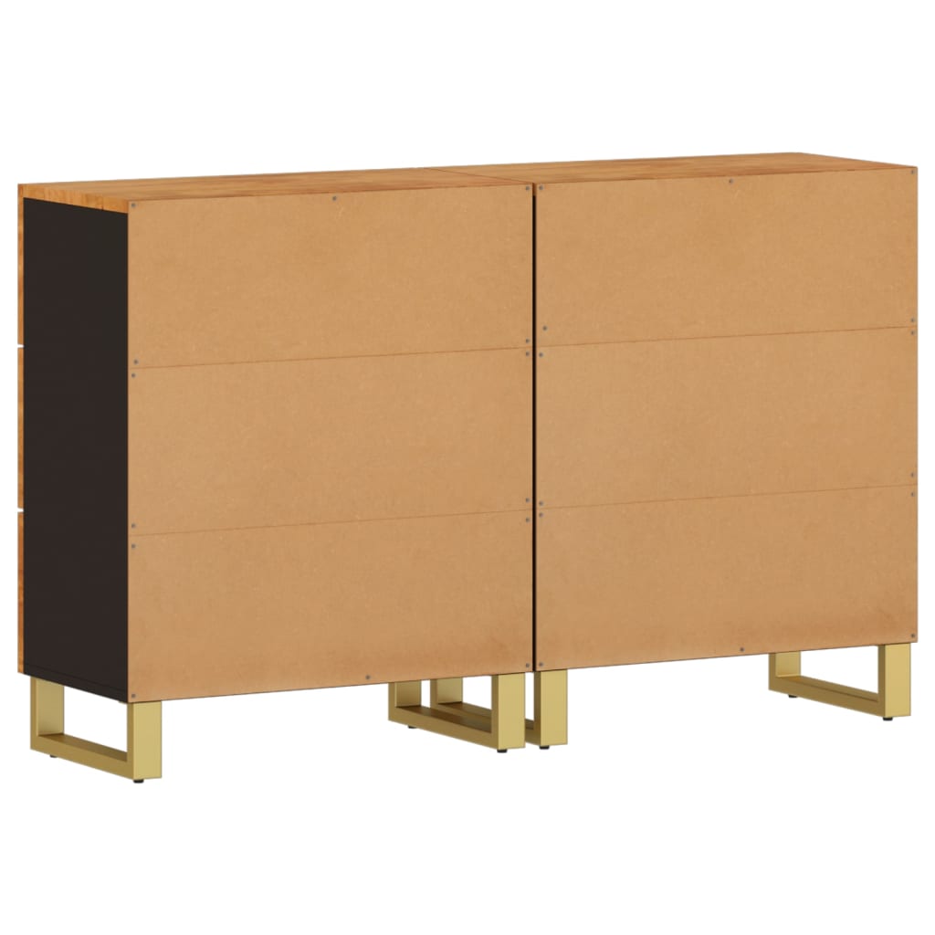 Dulapuri lateral, 2 buc., maro/negru, 60x33,5x75 cm, lemn mango