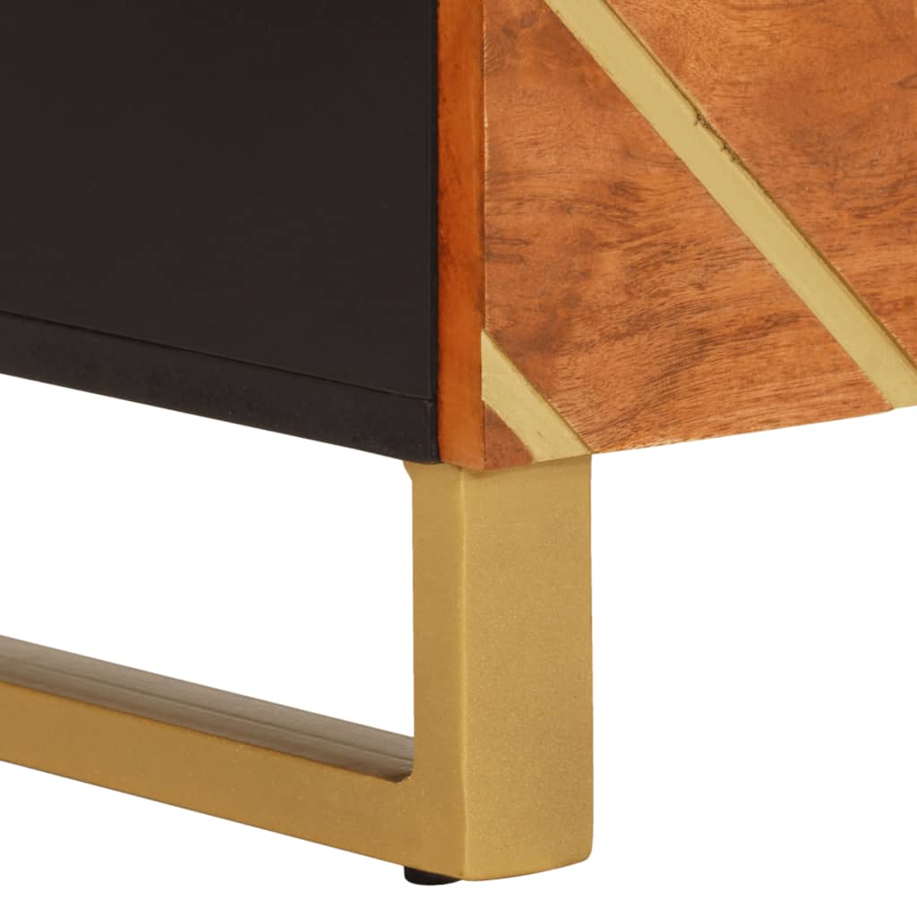 Dulapuri lateral, 2 buc., maro/negru, 60x33,5x75 cm, lemn mango