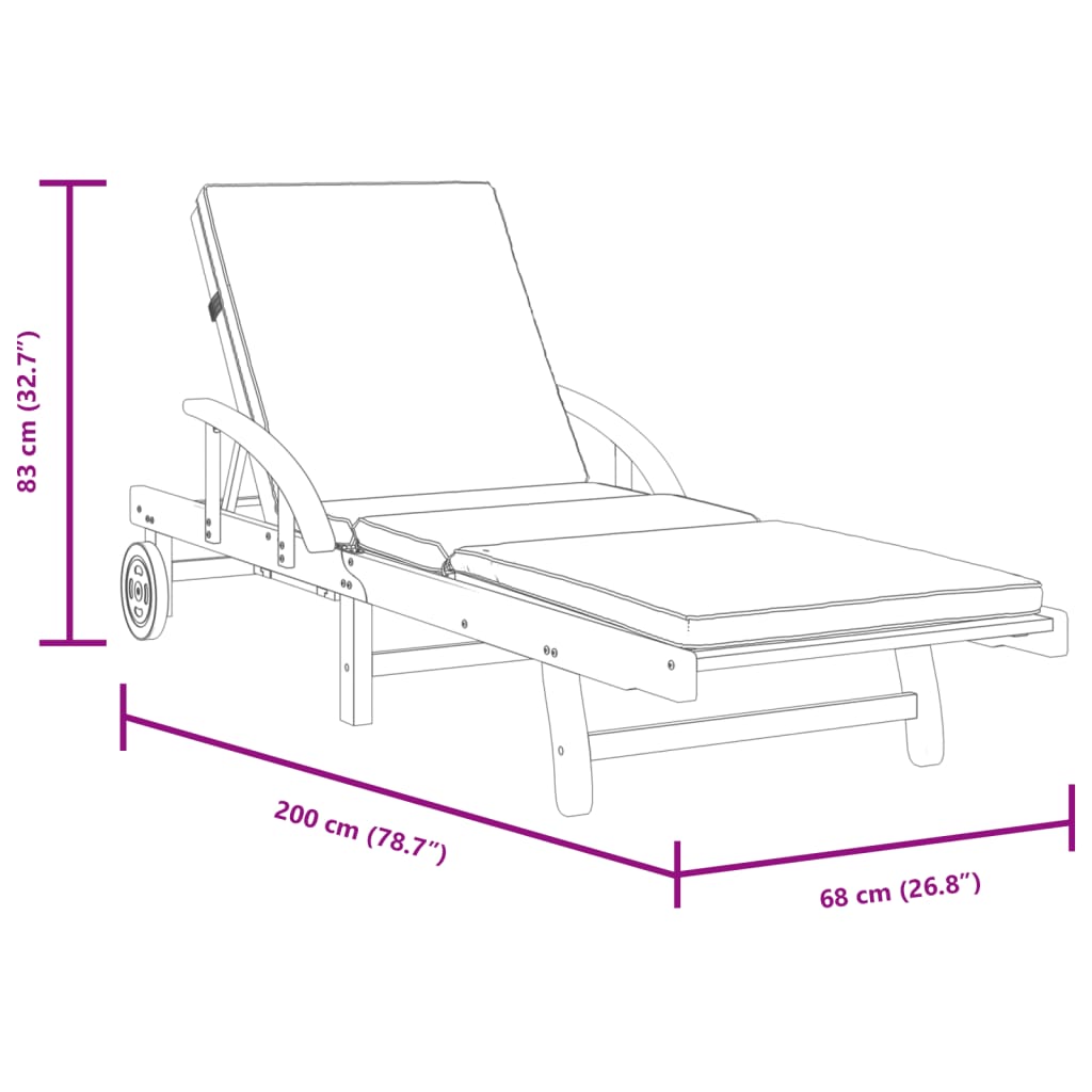 Șezlonguri 2 buc. cu perne 200x68x83 cm lemn masiv de acacia