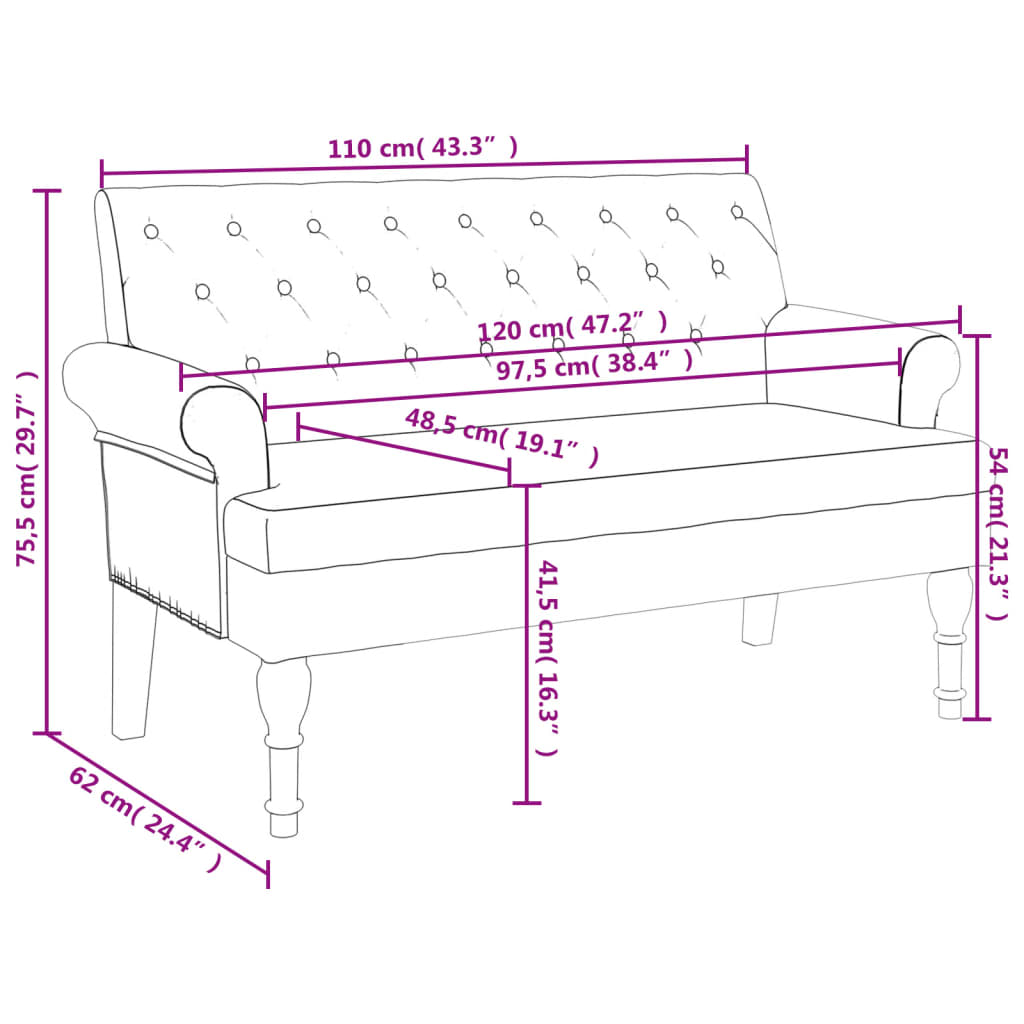 Bancă cu spătar, roșu vin, 120x62x75,5 cm, textil