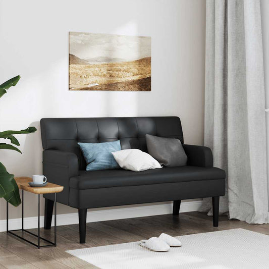 Banchetă cu spătar, negru, 112x65,5x75 cm, piele ecologică