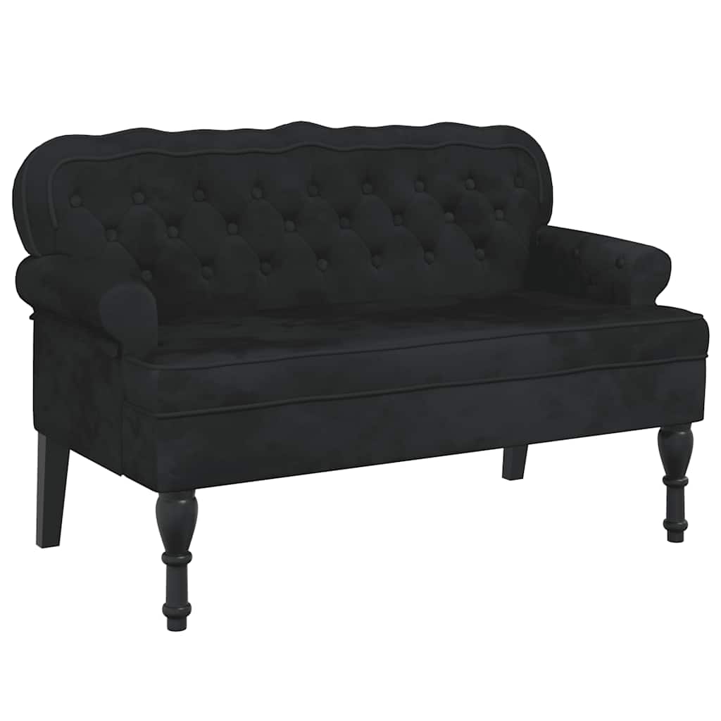Banchetă cu spătar, negru, 119,5x64,5x75 cm, catifea