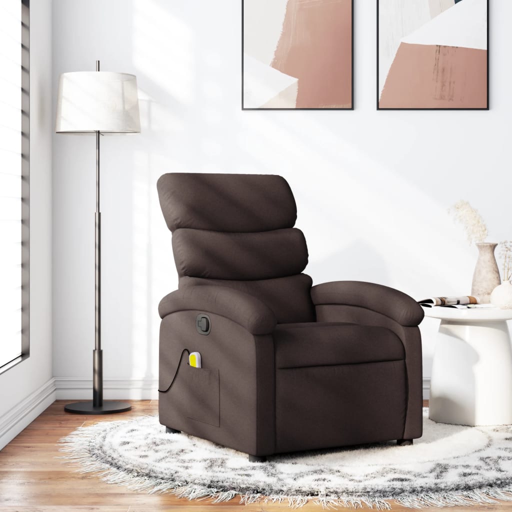 Fotoliu de masaj rabatabil, maro închis, material textil