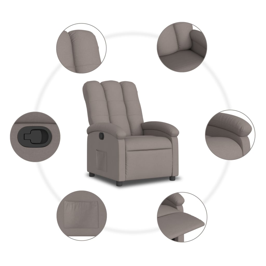 Fotoliu rabatabil, gri taupe, material textil