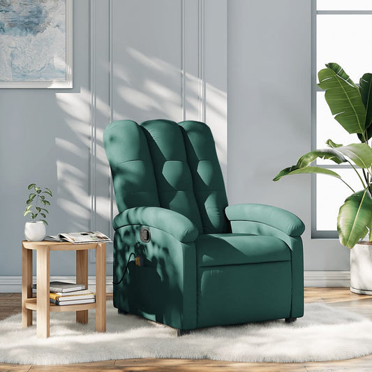 Fotoliu de masaj rabatabil, verde închis, material textil